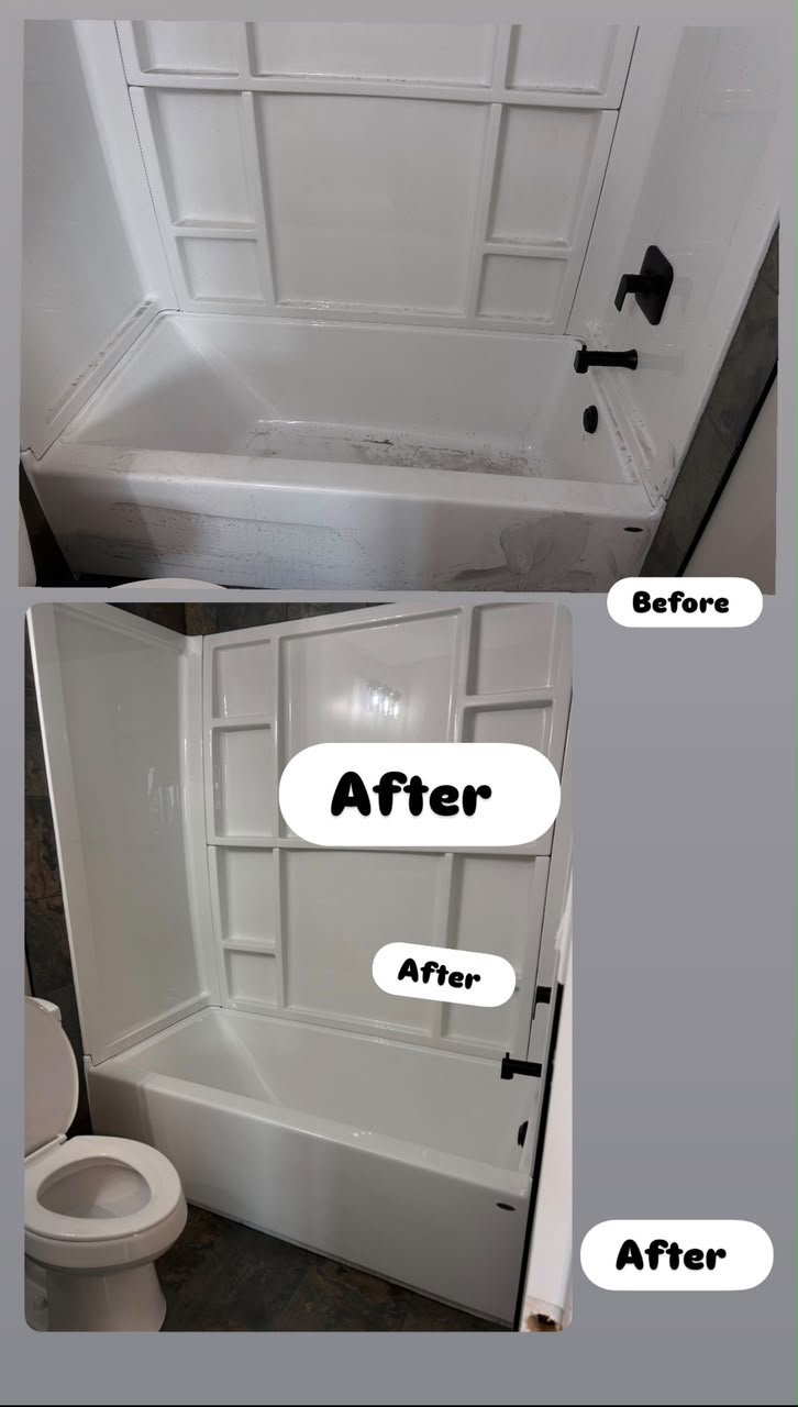 Before and after bathtub cleaning