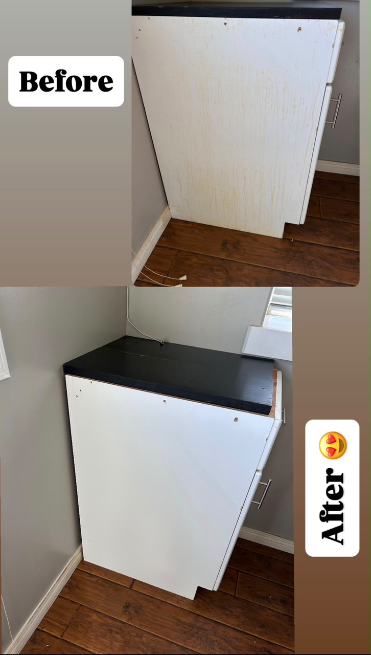 Before and after cabinet cleaning