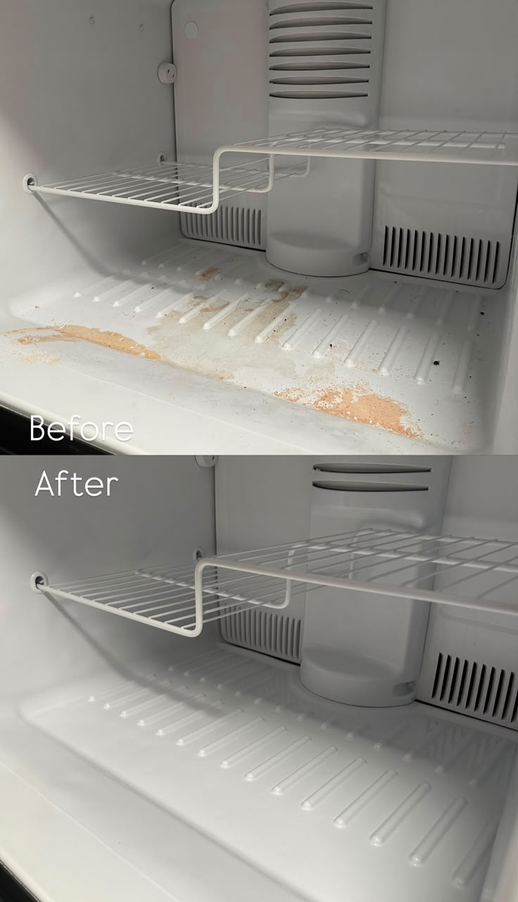 Before and after refrigerator cleaning