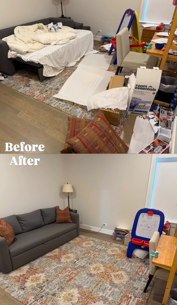Before and after room organization
